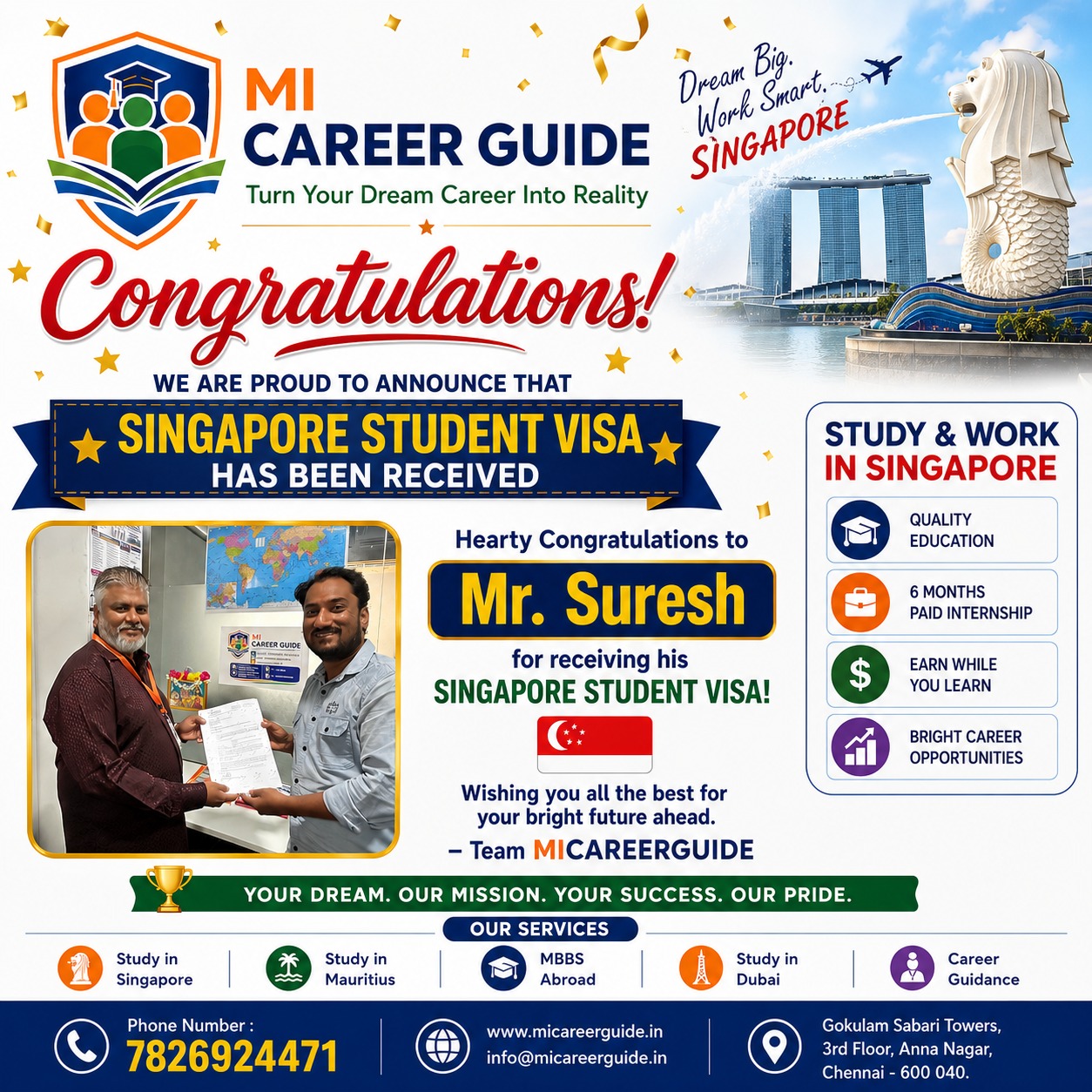 Mr. Suresh - Singapore Student Visa